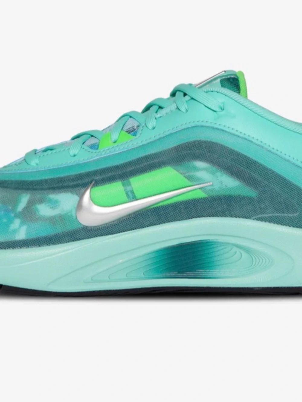 NWOB Nike A'One KC Size 3Y Metallic Silver/Washed Teal/Bleached Turquoise